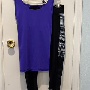 Purple Tank Top and Black Leggings Set